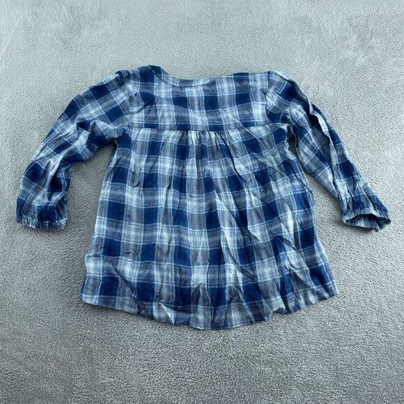 Wrangler Womens Blue Plaid Button-Front 3/4 Sleeve Tunic Top M Viscose NWT 0150 - Picture 2 of 9